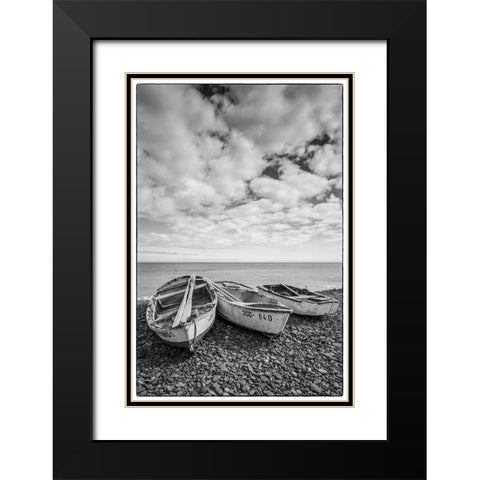 Spain-Canary Islands-Fuerteventura Island-Pozo Negro-fishing boats Black Modern Wood Framed Art Print with Double Matting by Bibikow, Walter