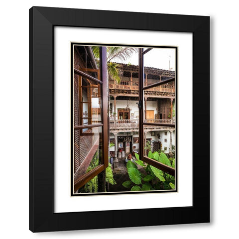Spain-Canary Islands-Tenerife Island-La Orotava-Casa de los Balcones-traditional Canarian house Black Modern Wood Framed Art Print with Double Matting by Bibikow, Walter