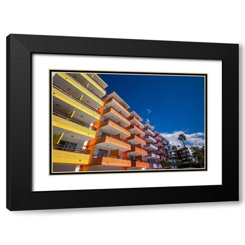 Spain-Canary Islands-Gran Canaria Island-Playa del Ingles-colorful balconies Black Modern Wood Framed Art Print with Double Matting by Bibikow, Walter
