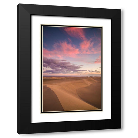 Spain-Canary Islands-Gran Canaria Island-Maspalomas-Maspalomas Dunes National Park-dusk Black Modern Wood Framed Art Print with Double Matting by Bibikow, Walter