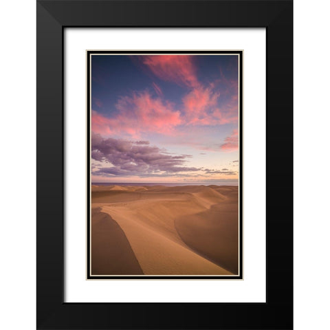 Spain-Canary Islands-Gran Canaria Island-Maspalomas-Maspalomas Dunes National Park-dusk Black Modern Wood Framed Art Print with Double Matting by Bibikow, Walter