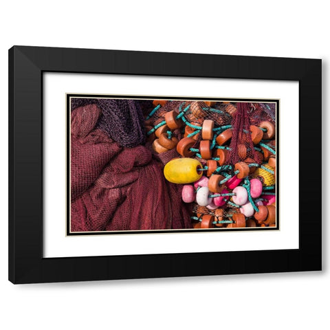 Spain-Canary Islands-Gran Canaria Island-Arguineguin-fishing nets Black Modern Wood Framed Art Print with Double Matting by Bibikow, Walter