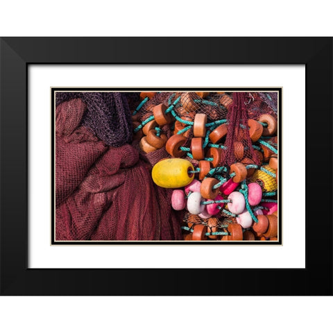 Spain-Canary Islands-Gran Canaria Island-Arguineguin-fishing nets Black Modern Wood Framed Art Print with Double Matting by Bibikow, Walter