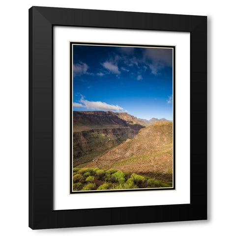 Spain-Canary Islands-Gran Canaria Island-Barranco-mountain view of the Barranco de Tirajana Black Modern Wood Framed Art Print with Double Matting by Bibikow, Walter