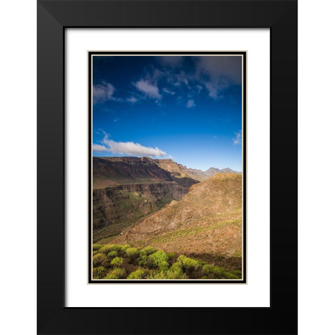 Spain-Canary Islands-Gran Canaria Island-Barranco-mountain view of the Barranco de Tirajana Black Modern Wood Framed Art Print with Double Matting by Bibikow, Walter