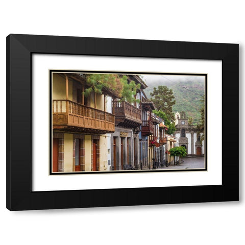 Spain-Canary Islands-Gran Canaria Island-Teror-main street and traditional houses Black Modern Wood Framed Art Print with Double Matting by Bibikow, Walter