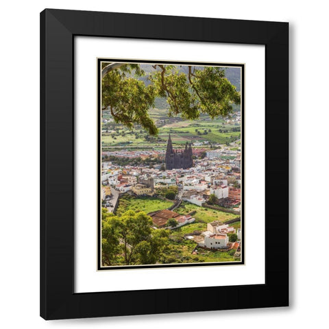 Spain-Canary Islands-Gran Canaria Island-Arucas-high angle view of town Black Modern Wood Framed Art Print with Double Matting by Bibikow, Walter