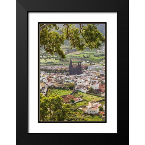 Spain-Canary Islands-Gran Canaria Island-Arucas-high angle view of town Black Modern Wood Framed Art Print with Double Matting by Bibikow, Walter