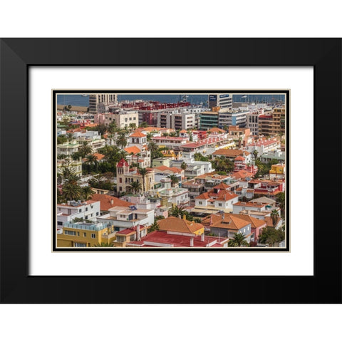 Spain-Canary Islands-Gran Canaria Island-Las Palmas de Gran Canaria-high angle view of city Black Modern Wood Framed Art Print with Double Matting by Bibikow, Walter