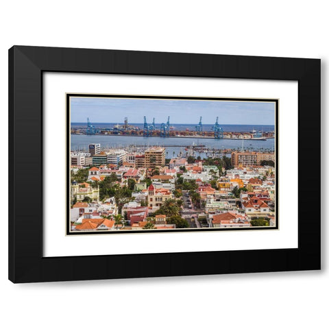 Spain-Canary Islands-Gran Canaria Island-Las Palmas de Gran Canaria-high angle view of city Black Modern Wood Framed Art Print with Double Matting by Bibikow, Walter
