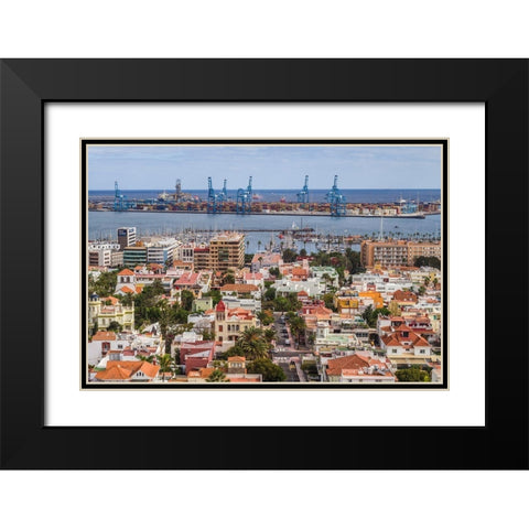 Spain-Canary Islands-Gran Canaria Island-Las Palmas de Gran Canaria-high angle view of city Black Modern Wood Framed Art Print with Double Matting by Bibikow, Walter