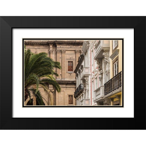 Spain-Canary Islands-Gran Canaria Island-Las Palmas de Gran Canaria-Plaza Santa Ana-buildings Black Modern Wood Framed Art Print with Double Matting by Bibikow, Walter