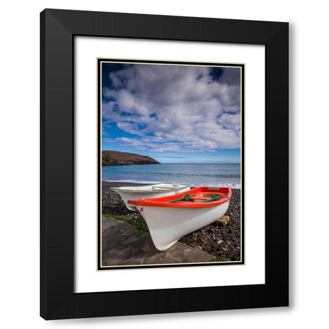 Spain-Canary Islands-Fuerteventura Island-Pozo Negro-fishing boats Black Modern Wood Framed Art Print with Double Matting by Bibikow, Walter