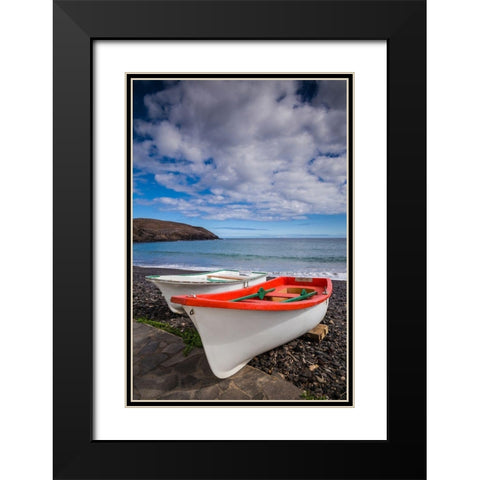 Spain-Canary Islands-Fuerteventura Island-Pozo Negro-fishing boats Black Modern Wood Framed Art Print with Double Matting by Bibikow, Walter