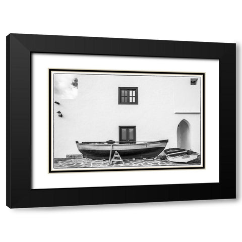 Spain-Canary Islands-Fuerteventura Island-Pozo Negro-fishing boats Black Modern Wood Framed Art Print with Double Matting by Bibikow, Walter