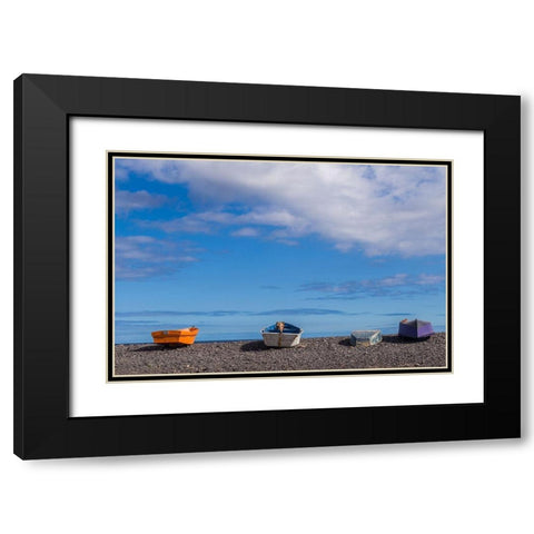 Spain-Canary Islands-Fuerteventura Island-Pozo Negro-fishing boats Black Modern Wood Framed Art Print with Double Matting by Bibikow, Walter
