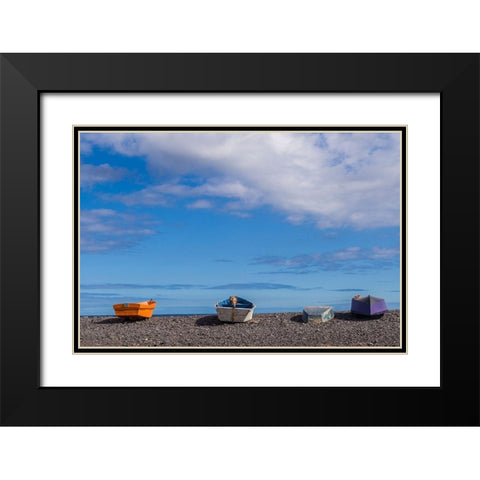 Spain-Canary Islands-Fuerteventura Island-Pozo Negro-fishing boats Black Modern Wood Framed Art Print with Double Matting by Bibikow, Walter