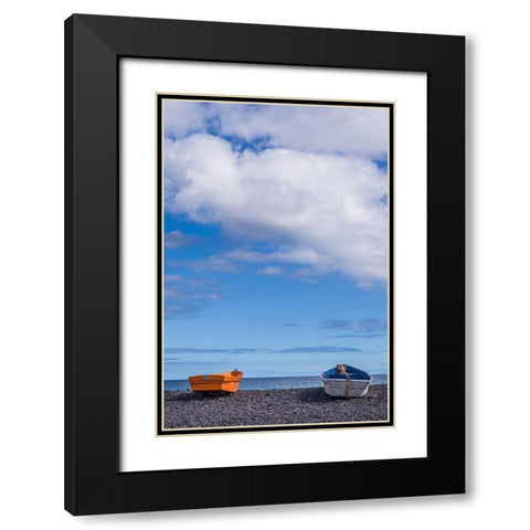 Spain-Canary Islands-Fuerteventura Island-Pozo Negro-fishing boats Black Modern Wood Framed Art Print with Double Matting by Bibikow, Walter