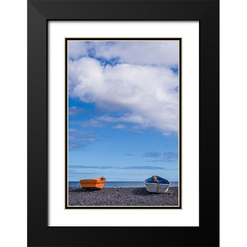 Spain-Canary Islands-Fuerteventura Island-Pozo Negro-fishing boats Black Modern Wood Framed Art Print with Double Matting by Bibikow, Walter