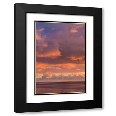 Canary Islands-Fuerteventura Island-Morro Jable-Playa de la Cebada beach-sunset sky Black Modern Wood Framed Art Print with Double Matting by Bibikow, Walter