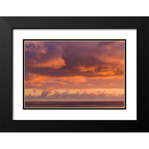 Canary Islands-Fuerteventura Island-Morro Jable-Playa de la Cebada beach-sunset sky Black Modern Wood Framed Art Print with Double Matting by Bibikow, Walter