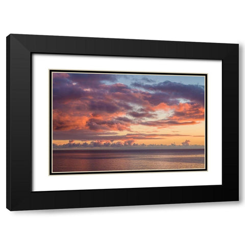 Canary Islands-Fuerteventura Island-Morro Jable-Playa de la Cebada beach-sunset sky Black Modern Wood Framed Art Print with Double Matting by Bibikow, Walter