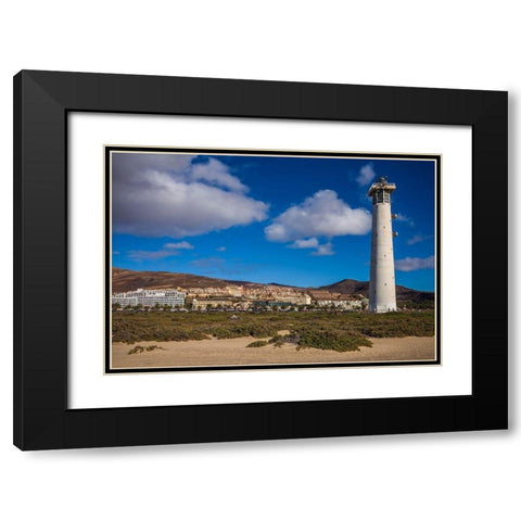Canary Islands-Fuerteventura Island-Morro Jable-Faro de Morro Jable lighthouse Black Modern Wood Framed Art Print with Double Matting by Bibikow, Walter