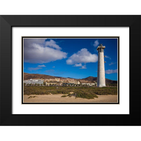 Canary Islands-Fuerteventura Island-Morro Jable-Faro de Morro Jable lighthouse Black Modern Wood Framed Art Print with Double Matting by Bibikow, Walter