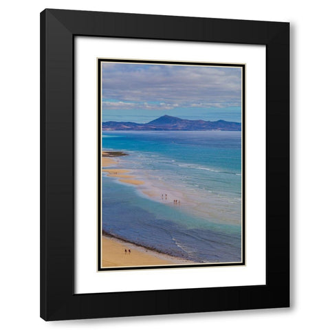 Canary Islands-Fuerteventura Island-Costa Calma-high angle view of Playa de Sotavento beach Black Modern Wood Framed Art Print with Double Matting by Bibikow, Walter