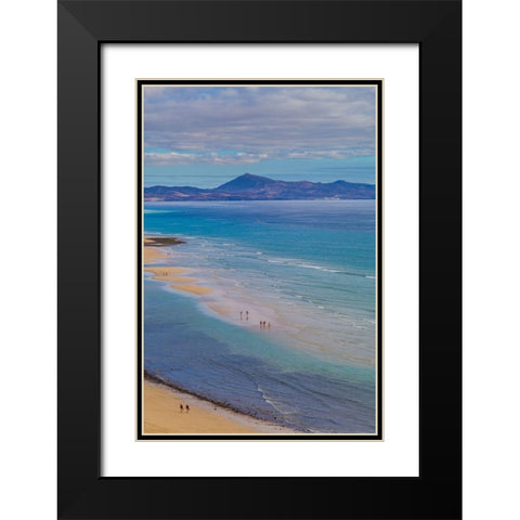 Canary Islands-Fuerteventura Island-Costa Calma-high angle view of Playa de Sotavento beach Black Modern Wood Framed Art Print with Double Matting by Bibikow, Walter