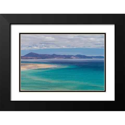 Canary Islands-Fuerteventura Island-Costa Calma-high angle view of Playa de Sotavento beach Black Modern Wood Framed Art Print with Double Matting by Bibikow, Walter