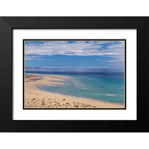 Canary Islands-Fuerteventura Island-Costa Calma-high angle view of Playa de Sotavento beach Black Modern Wood Framed Art Print with Double Matting by Bibikow, Walter
