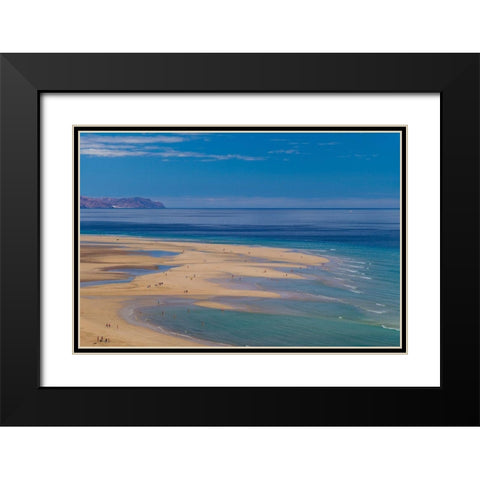 Canary Islands-Fuerteventura Island-Costa Calma-high angle view of Playa de Sotavento beach Black Modern Wood Framed Art Print with Double Matting by Bibikow, Walter