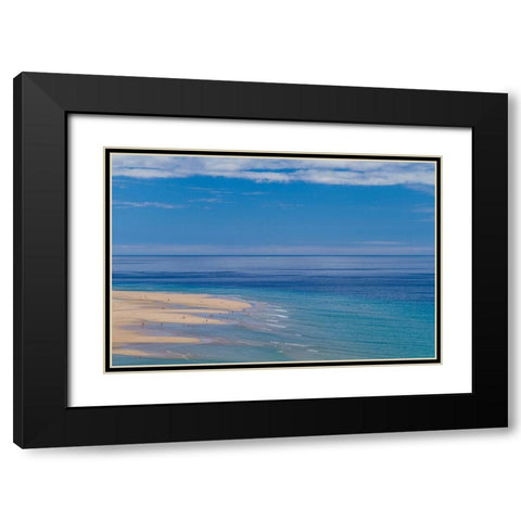 Canary Islands-Fuerteventura Island-Costa Calma-high angle view of Playa de Sotavento beach Black Modern Wood Framed Art Print with Double Matting by Bibikow, Walter