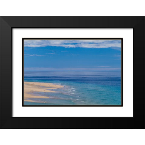 Canary Islands-Fuerteventura Island-Costa Calma-high angle view of Playa de Sotavento beach Black Modern Wood Framed Art Print with Double Matting by Bibikow, Walter