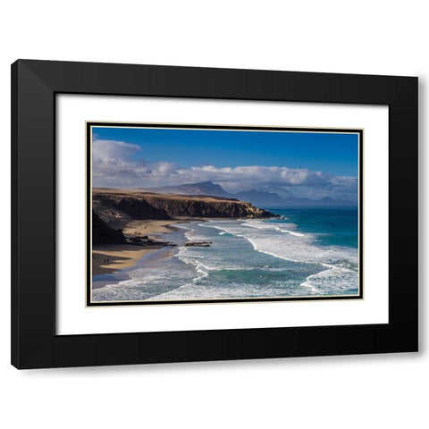 Canary Islands-Fuerteventura Island-La Pared-Playa de la Pared-prime west coast surfing beach Black Modern Wood Framed Art Print with Double Matting by Bibikow, Walter