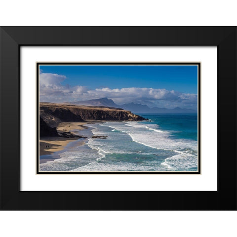 Canary Islands-Fuerteventura Island-La Pared-Playa de la Pared-prime west coast surfing beach Black Modern Wood Framed Art Print with Double Matting by Bibikow, Walter