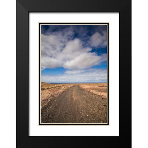 Canary Islands-Fuerteventura Island-Punto de Paso Chico-west coast desert landscape with road Black Modern Wood Framed Art Print with Double Matting by Bibikow, Walter