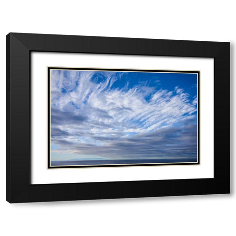 Canary Islands-La Palma Island-Puerto Naos-dramatic sky and view towards El Hierro Island Black Modern Wood Framed Art Print with Double Matting by Bibikow, Walter