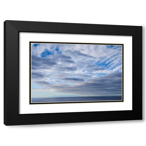 Canary Islands-La Palma Island-Puerto Naos-dramatic sky and view towards El Hierro Island Black Modern Wood Framed Art Print with Double Matting by Bibikow, Walter