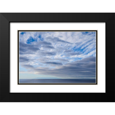 Canary Islands-La Palma Island-Puerto Naos-dramatic sky and view towards El Hierro Island Black Modern Wood Framed Art Print with Double Matting by Bibikow, Walter