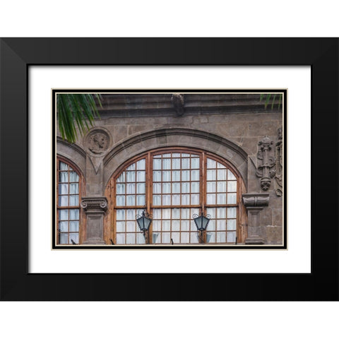 Canary Islands-La Palma Island-Santa Cruz de la Palma-building detail Calle ODaly street Black Modern Wood Framed Art Print with Double Matting by Bibikow, Walter