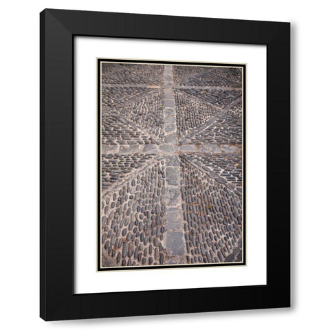 Canary Islands-La Palma Island-Santa Cruz de la Palma-street stonework detail Black Modern Wood Framed Art Print with Double Matting by Bibikow, Walter