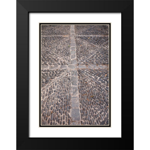 Canary Islands-La Palma Island-Santa Cruz de la Palma-street stonework detail Black Modern Wood Framed Art Print with Double Matting by Bibikow, Walter