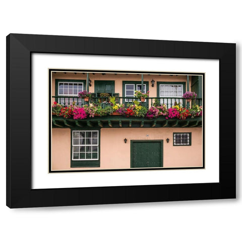 Canary Islands-La Palma Island-Santa Cruz de la Palma-traditional Canarian house balconies Black Modern Wood Framed Art Print with Double Matting by Bibikow, Walter