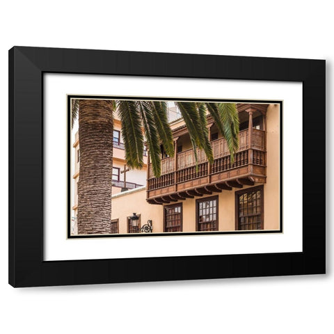 Canary Islands-La Palma Island-Santa Cruz de la Palma-traditional Canarian house balconies Black Modern Wood Framed Art Print with Double Matting by Bibikow, Walter
