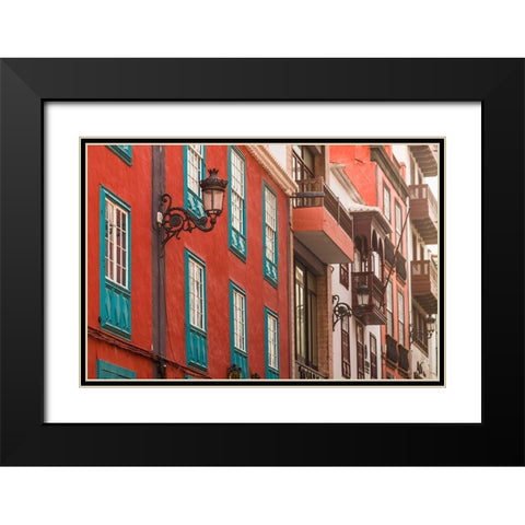 Canary Islands-La Palma Island-Santa Cruz de la Palma-traditional Canarian house balconies Black Modern Wood Framed Art Print with Double Matting by Bibikow, Walter