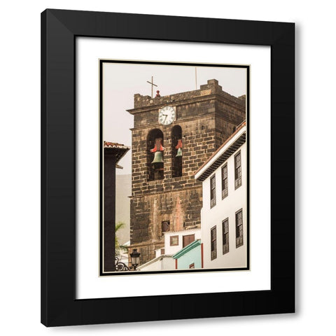 Canary Islands-La Palma Island-Santa Cruz de la Palma-Plaza Espana-Iglesia del Salvador church Black Modern Wood Framed Art Print with Double Matting by Bibikow, Walter