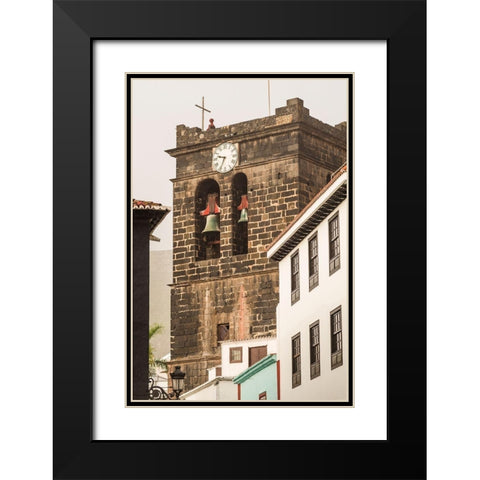 Canary Islands-La Palma Island-Santa Cruz de la Palma-Plaza Espana-Iglesia del Salvador church Black Modern Wood Framed Art Print with Double Matting by Bibikow, Walter