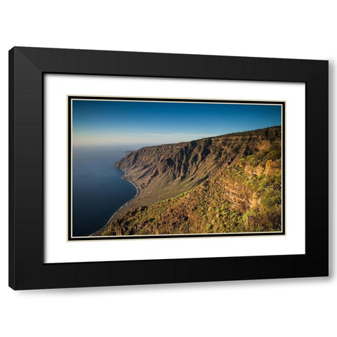 Canary Islands-El Hierro Island-Mirador de Isora-elevated view of the east coast Black Modern Wood Framed Art Print with Double Matting by Bibikow, Walter